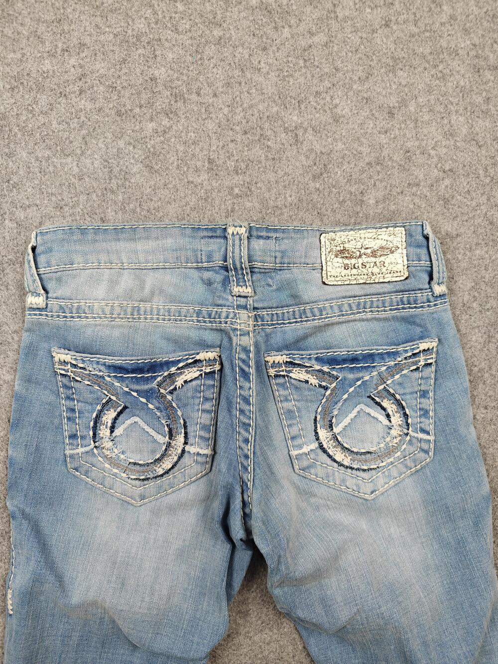 BIG STAR Jeans Womens 26 Blue Liv Boot Slim Bootcut Distressed 33 Inseam - Picture 7 of 12
